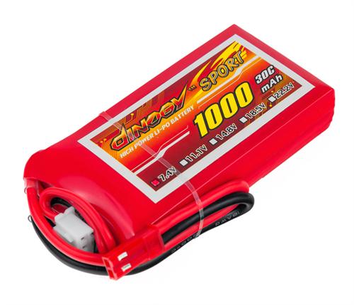 DLC-2S1000D-JST Dinogy Li-Pol 1000mAh 7.4V 2S 30C 14x35x68мм JST